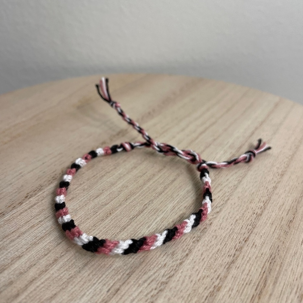 Pink Black White Woven Bracelet